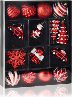 Productafbeelding van com-four® 20-delige set kerstdecoratie - Kerstballen in verschillende vormen, gemaakt van breekvaste kunststof, voor de kerstboom - Kerstboomversiering