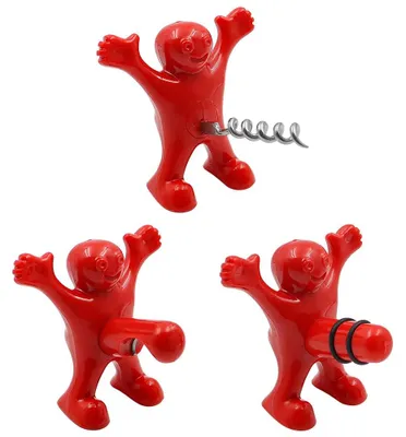 3er Set lustiger Flaschenöffner, Roter Mann Korkenzieher, Bieröffner