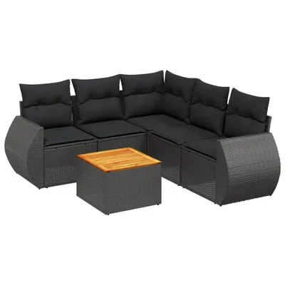 Produktbild von vidaXL 6-tlg. Garten-Sofagarnitur mit Kissen Schwarz Poly Rattan