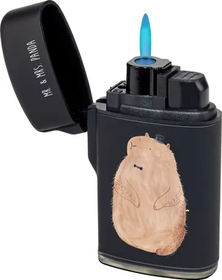Produktbild von Mr. & Mrs. Panda sturmfeuerzeug Murmeltier - Schwarz - Geschenk, zigarettenanzünder, Anstand, gas anzünder, Fröhlichkeit, Lustige Sprüche, Freundlichkeit, Zünder, Respekt