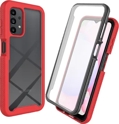 Image de Etui pour Samsung Galaxy A13 4G, bumper avec protecteur d'écran intégré Etui de protection 360° pour le corps entier rouge