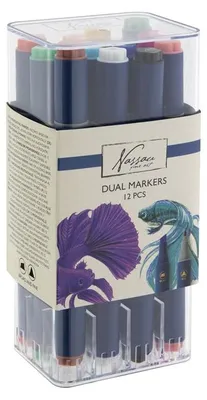 Zdjęcie produktu dla Zestaw dwustronnych markerów Nassau Fine Art 12 szt.