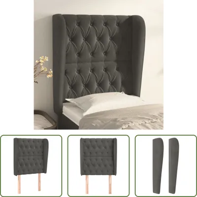 Produktbild von The Living Store Kopfteil mit Ohren Dunkelgrau 83x23x118/128 cm Samt