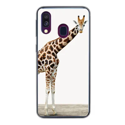 Produktbild von MuchoWow® Handyhülle Schutzhülle Hülle für Samsung Galaxy A40 Giraffe - Tiere - Weißer Hintergrund - Kinder - Junge - Mädchen Silikon Softcase Handy Hülle - Handy-Tasche