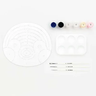 Produktbild von Malen nach Zahlen Set, Pinguin,100%, Inhalt: 1 Malkarton, 6 Acrylfarben für ein Motiv, 3 Pinsel, 1 Malpalette