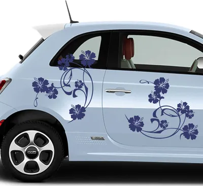 Produktbild von Aufkleber - Autoaufkleber-Set Hibiskus Swirl 4 Stk. je 60cm x 47cm königsblau - Tuning Carystyling Heckscheibe Auto