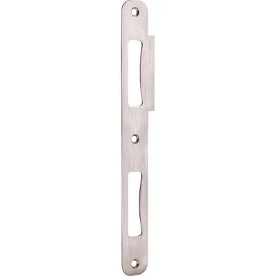 Produktbild von Doppeltürschließblech R9 bombiert, links, 210 x 24 x 1,5 mm, Edelstahl, 1 Stück | Zubehör Beschläge Einstemmschlösser