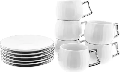 Produktbild von Porzellan-Mokkatassen im Set – zeitlose Eleganz in drei exklusiven Designs Silber