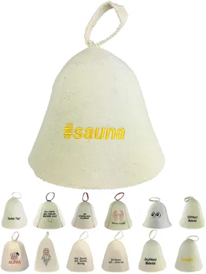 Produktbild von Saunahut aus Wollfilz (SS20-01) Saunamütze mit witzigen Motiven, Filz Kopfschutz Saunakappe Filzkappe Mütze Filzhut Kappe Sauna Hut
