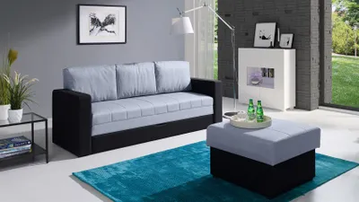 Produktbild von Sofa Schlafsofa LABRI 3-Sitzer inkl.Hocker Schwarz/ Hellgrau