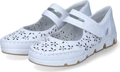 Produktbild von Rieker Damen Spangenballerinas/ Ballerinas Weiß Glattleder Größe: 42