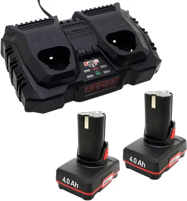 Produktbild von PARKSIDE® 12 V Akku-Set / 2 × 4 Ah Akku + Doppel-Ladegerät PDSLG 12 passend für Geräte der Parkside X12V Serie