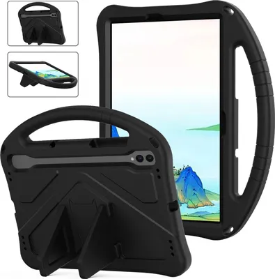 Immagine prodotto di Custodia per bambini per Samsung Galaxy Tab S11 11", custodia antiurto leggera in EVA con supporto pieghevole e maniglia nera