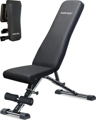 Productafbeelding van Opklapbare, verstelbare halterbank, 9-in-1 multifunctionele trainingsbank. Inclinebank en vlakke bank voor thuisgebruik, met een draagvermogen van 400 kg. Ruimtebesparende fitnessbank voor bankdrukken en sit-ups