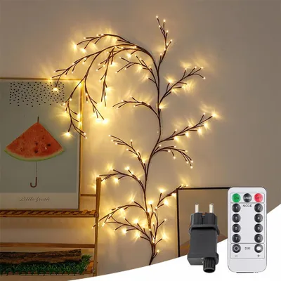 Image de Guirlande lumineuse Willow Vine, 8 modes d'éclairage « vigne de saule », 144 LED, branches d'arbre artificielles flexibles, arbre décoratif lumineux