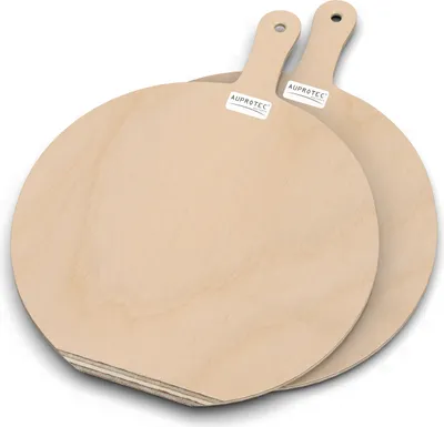 Produktbild von 2er Set AUPROTEC Pizzaschaufel Modell Hendrik: Größe M Ø 32 cm Holz Pizzaschieber Pizzabrett