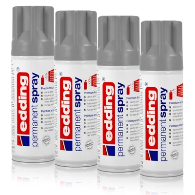 Produktbild von 4x edding Permanent Spray silber matt 200 ml Premium Acryllack Spraydose