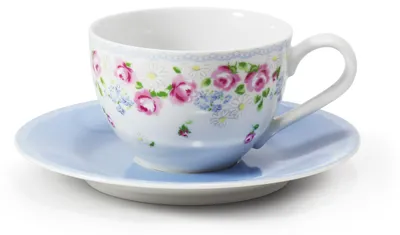 Produktbild von Leander Šálek s modrým podšálkem, 0,20 l, RoseLine, kvítky, Leander, český porcelán