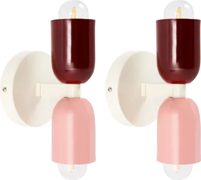 Produktbild von BELIANI Wandleuchte 2er Set Mehrfarbig Metall 2-Flammig Zylinderform Retro Doppelkopf Wandstrahler für Innenbereich Schlafzimmer Wohnzimmer