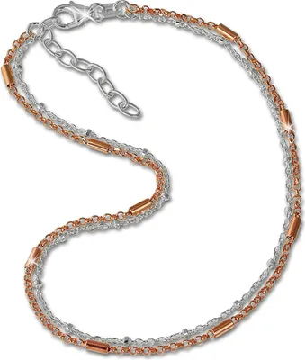 Produktbild von SilberDream Damen-Fußkette 23-26cm 925 Silber rosevergoldet Stäbchen SDF0253T