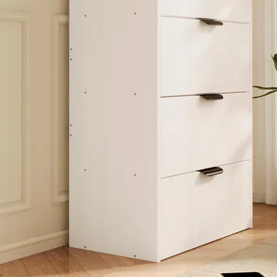 Immagine prodotto di Libreria chiusa, cassettiera, mobile con 4 ripiani, stile loft moderno, bianco, alto, per il soggiorno