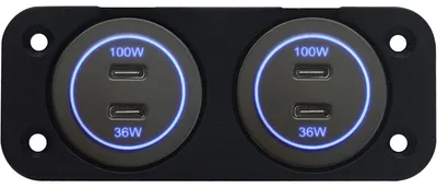 Produktbild von ProRide USB-C KFZ-Ladegerät 12-24V, 100W+36W, blau - 2 Stück