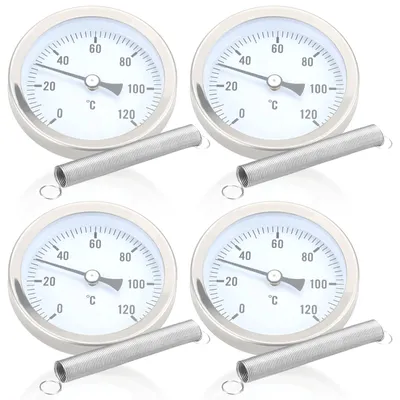 Rohrthermometer 0-120 °C, 63 mm, 4 Stück, Bimetall, Clip-On-Feder