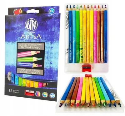 Produktbild von Astra Artea Buntstifte 12 Farben Regenbogen Jumbo