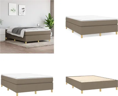 Zdjęcie produktu dla vidaXL Łóżko z materacem sprężynowym taupe 140x200 cm - Łóżko z materacem sprężynowym - Łóżko - Meble do sypialni
