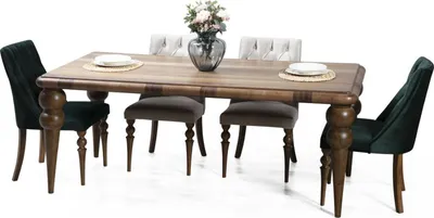 Produktbild von Esszimmer Möbel Luxus Set Esstisch 4x Stühle Modernes Design Holz Stil