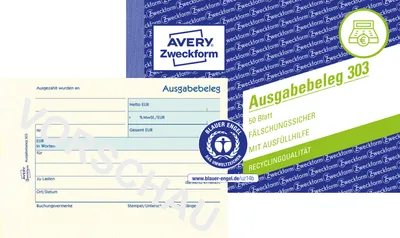 Produktbild von Avery Zweckform 303, Ausgabebeleg mit Dokumentendruck, A6 quer, gelb, 50 Blatt