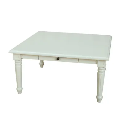 Zdjęcie produktu dla Amaretta ława 100x100 cm z 1 szufladą w białym antyku, antyk patynowany.