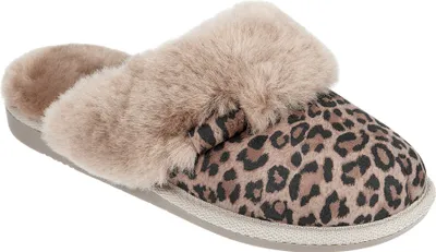 Produktbild von Vanuba - Damen Plüsch Hausschuhe mit Fell Lammfell Pantherprint Fellschuhe D018 Beige, Größe 39 EU