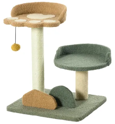Produktbild von PawHut Kratzbaum 52cm Katzenkratzbaum Kletterbaum mit 2 Ebenen, Spielball Sisal