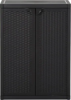 Zdjęcie produktu dla vidaXL Szafka ogrodowa czarna 65x45x88 cm PP o wyglądzie rattanu