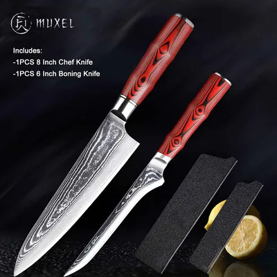 Obrázek produktu pro Sada nožů Damascus Kuchařský nůž a vykosťovací nůž Kuchařský nůž a nůž Bornig