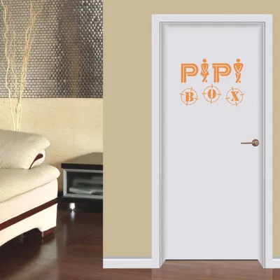 Produktbild von Wandtattoo - Wandaufkleber - Tür- Wandtattoo "Pipi Box" - 30cm x 22cm orange - Dekoration Küche Wohnzimmer Wand