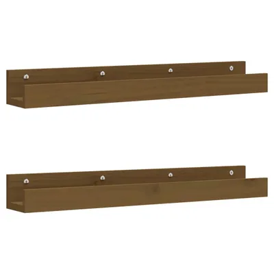 Obrázek produktu pro Nástěnné police 2 ks medově hnědé 80x12x9 cm masivní borovice
