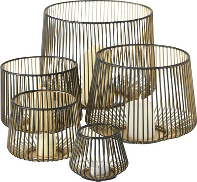 Produktbild von Boltze Windlicht Set Manoria 5-teiliges Set Teelichthalter Metall, gold schwarz