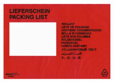Produktbild von 250x DOCUFIX Dokumententaschen *Lieferschein* C5 240x165+20mm