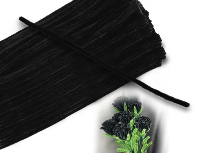 100 Pfeifenreiniger, Chenilledraht, 30 cm, schwarz, DIY