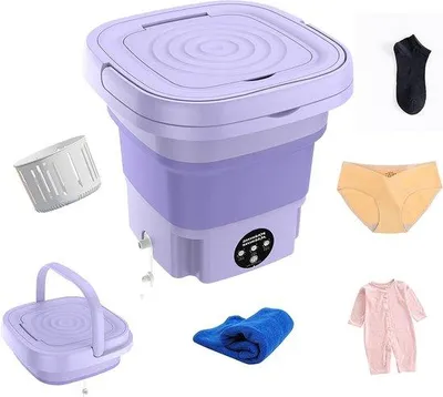 Obrázek produktu pro Mini pračka – Skládací pračka – Praní spodního prádla – Přenosná a kompaktní – 12 litrů – Fialová