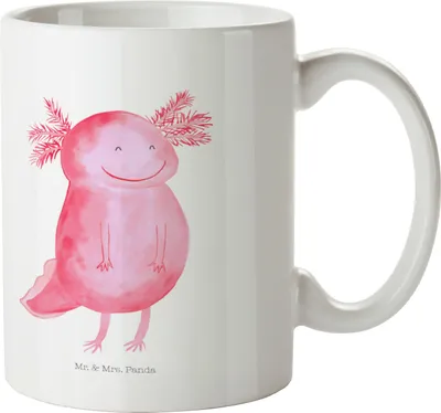 Produktbild von Mr. & Mrs. Panda Pott Axolotl Glücklich - Weiß - Geschenk, Mehrwegbecher, Axolot, gut Gelaunt, Lurch, Haferl, Plastikbecher, Camping Tasse, Lebensfroh, Kinderbecher