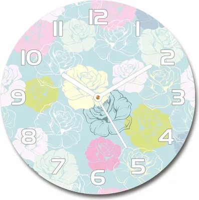 Produktbild von Wanduhr aus Glas 30fi Glasbild Glasuhr Gehärtetes Glas - weisse-zeiger - Roses