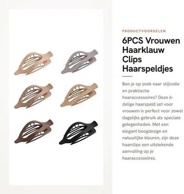 Produktbild von Haarspelden-Set - 6er - Füllig/Dickes Haar - Elegante Haarzubehör - 4,7 x 2 Zoll - 12 x 5 cm