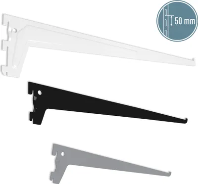 Produktbild von 10er Set Regalbodenträger 1-reihig Raster 50 mm, Farbe:Weiß, Abmessung:25 cm