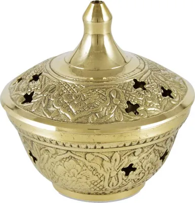 Produktbild von Räucherschale Messing Gold M. Gitter Ø 7cm Weihrauch Räucherstäbchen Öffung 2167