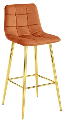 Image de Tabouret Arceto en velours cuivré et pieds dorés