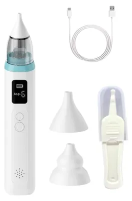 Produktbild von Zimilo Elektrischer Nasensauger Baby, 6 Saugstufen, LCD Display, Musikfunktion, Silikonaufsatz, USB Type C, Nasenreiniger Kinder 0-12 Jahre, Blau