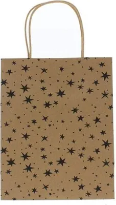 Produktbild von Geschenktasche Sterne - braun/schwarz - ca. 20  x 11 x 25 cm